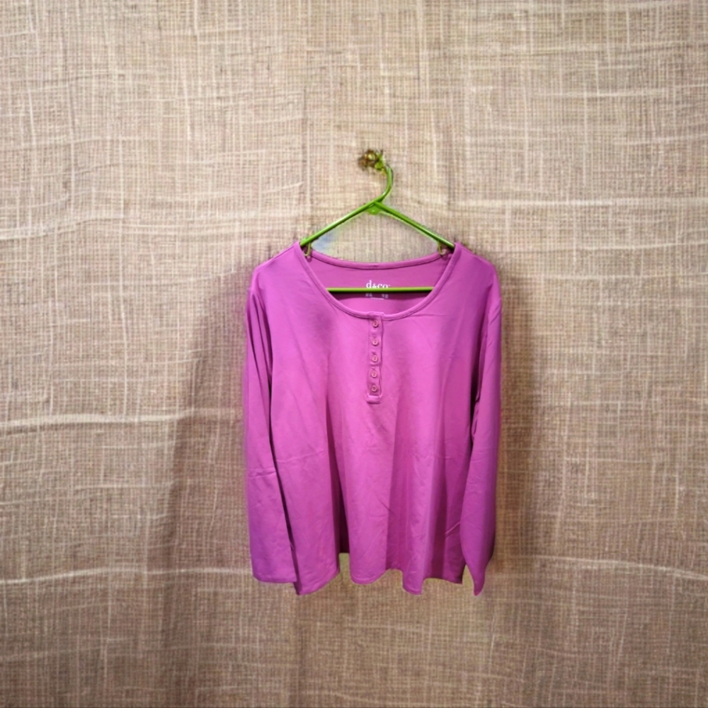 D & Co Long Sleeve Fuchsia  Top Sz 2X